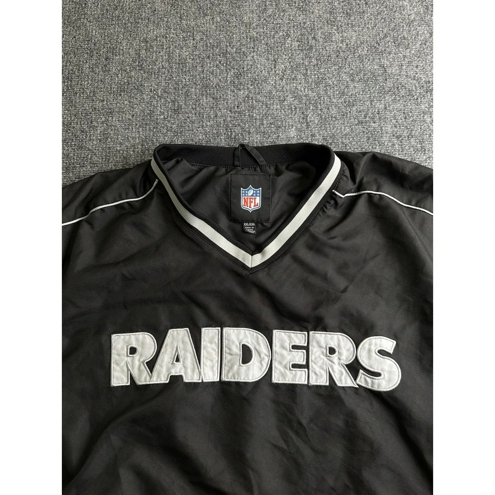 Mens Las Vegas Raiders NFL Pullover Windbreaker Jacket Black Silver, Size 2XL